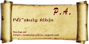 Páskuly Albin névjegykártya